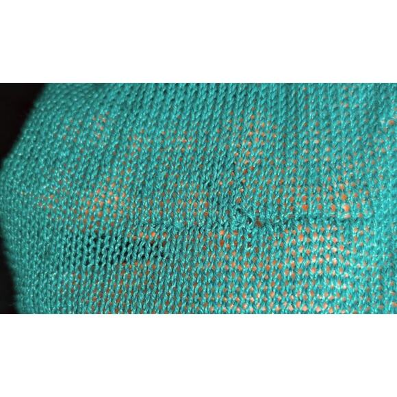 Womens J. Jill Linen Blend Light and Long Line Open Front Cardigan Teal Green L - Picture 6 of 7